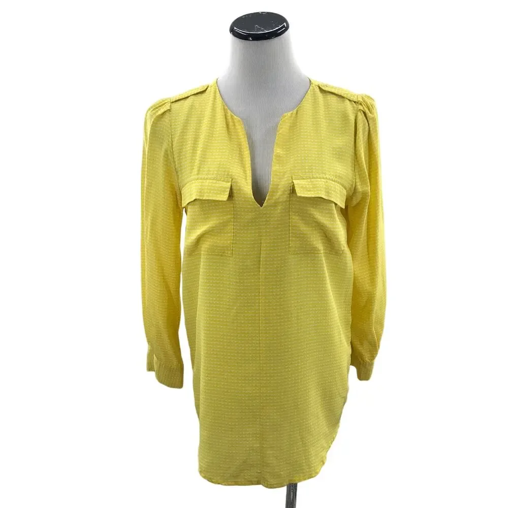 Joie Lemon Yellow Silk Marlo Printed Top